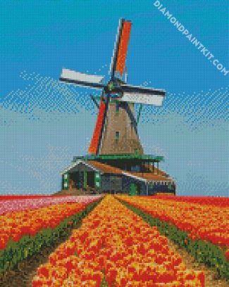 windmill keukenhof garden diamond paintings