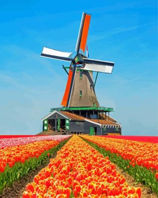 windmill keukenhof garden diamond paintings