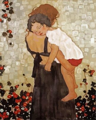 woman hugging her baby daughter diamond paintings