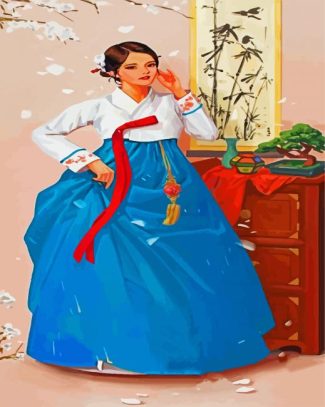 woman wearing Hanbok diamond paintings