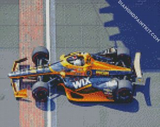 yelloww Indy racing car diamond paintings