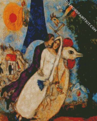 The Betrothed And Eiffel Tower Chagall diamond painting