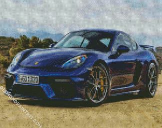 Blue Porsche Cayman diamond painting