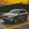 Grey Jeep Cherokee Sunset diamond painting