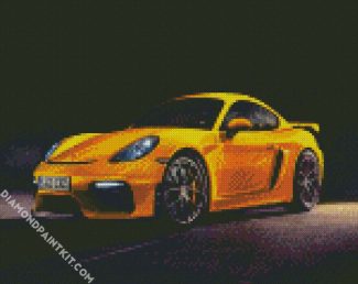 Yellow Porshe Cayman diamond painting