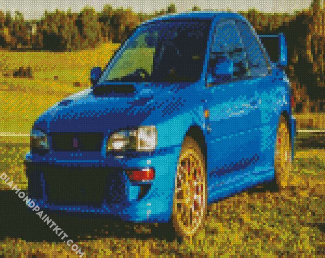 Blue Subaru car diamond painting