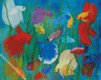 Colorful Siamese Fish diamond painting