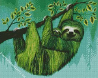 Green Sloth diamond painting