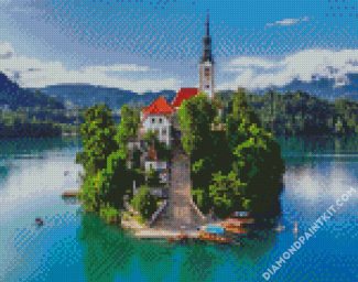 Lake Bled Slovenia diamond painting