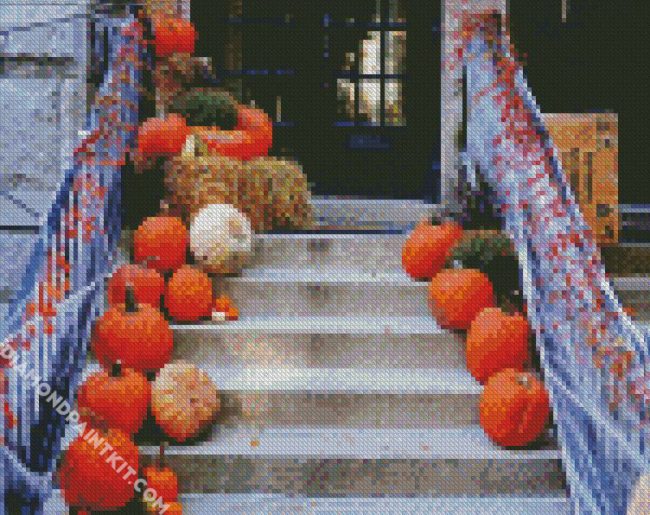 Pumpkins Stairs diamond painting