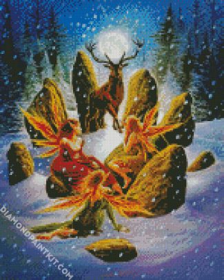 Stag And Elves diamond painting