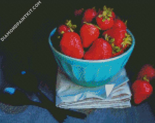 Strawberries Fruit In Bowl diamond painting