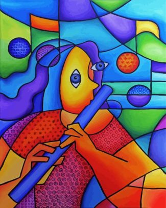 Abstract Flute Player diamond painting