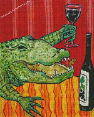 Alligator Drinking Wine diamond paintings