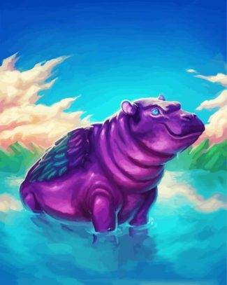 Angel Hippopotamus diamond painting