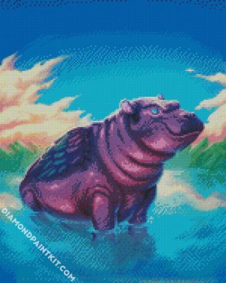 Angel Hippopotamus diamond painting