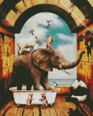 Animals In Bath diamond painting