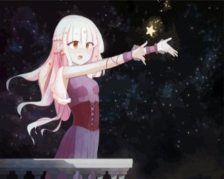 Anime Girl Catching Star diamond painting