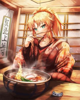 Anime Girl Eating Ramen diamond painting