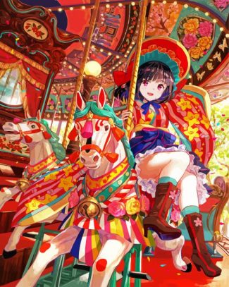 Anime Girl On Carousel diamond painting