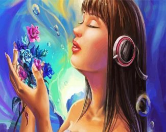 Anime Girl With Headphones diamond painting