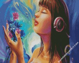 Anime Girl With Headphones diamond painting