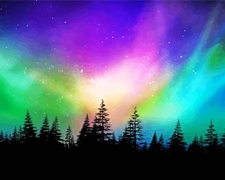 Aurora Trees Silhouette diamond painting