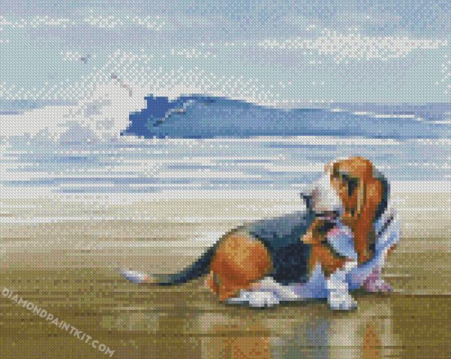 Basset At The Beach diamond paintings