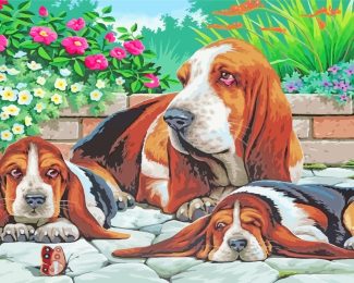 Basset Hounds Family diamond painting