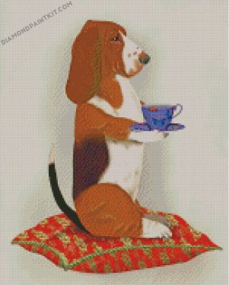 Basset Taking Tea diamond paintings