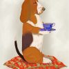 Basset Taking Tea diamond painting