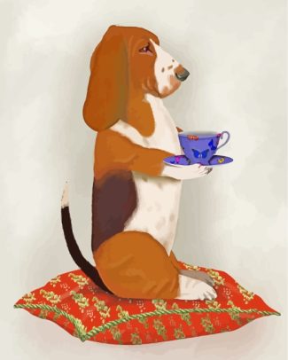 Basset Taking Tea diamond painting