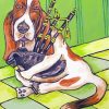 Basset dog playing Bagpipes diamond painting