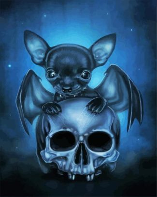 Bat chihuahua With Skull diamond painting