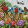 Birds On Fence diamond paintings