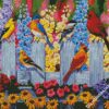 Birds On Garden Fence diamond paintings