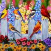 Birds On Garden Fence diamond painting