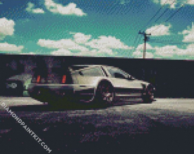 Black Delorean Car diamond painting