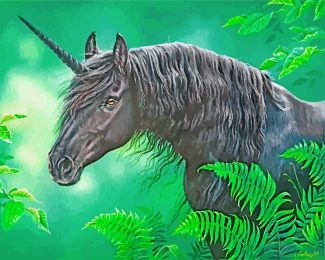 Black Unicorn Horse diamond painting