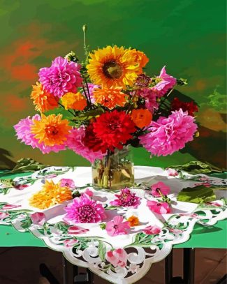 Blooming Dahlias Vase diamond painting