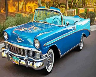 Blue Retro Chevrolet diamond painting