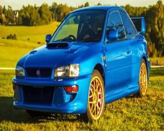 Blue Subaru car diamond painting