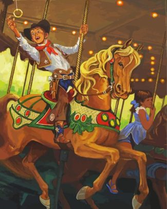 Boy On Carousel diamond painting