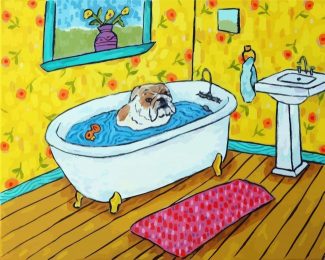 Bulldog In Tub diamond painting