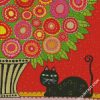 Cat And Flowers Folk Art diamond paintings