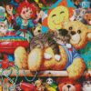 Cat On Teddy Bear diamond painting