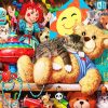 Cat On Teddy Bear diamond painting