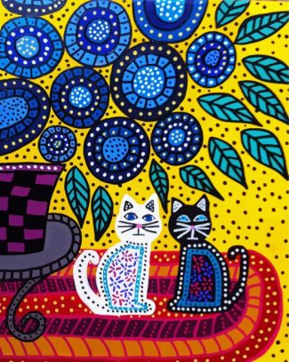 Cats Folk Art diamond painting