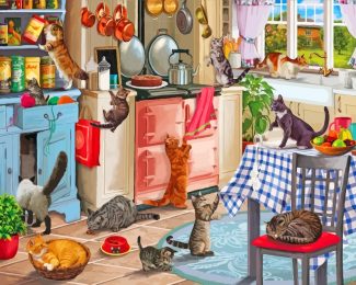 Cats In Kitchen diamond painting