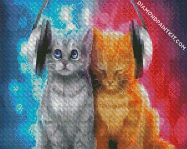 Cats With Headphones diamond painting